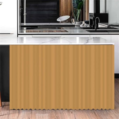 Odot Schrank Vorhang mit Klettband Küche, Solide Farbe Schrankvorhänge Küche Staubdichter Schrank Vorhang Selbstklebend Privatsphäre Schrankgardine für Kleiderschrank (Gelbbraun,140x100cm)