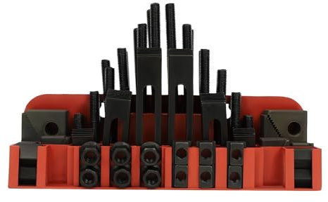 58pcs T-Slot Clamping Kit,M12 Clamping Kit,Hardened Combined Press Plate for Lathe Milling Machine,for CNC Lathe Mill Metal Cutting Machine Mold Tool