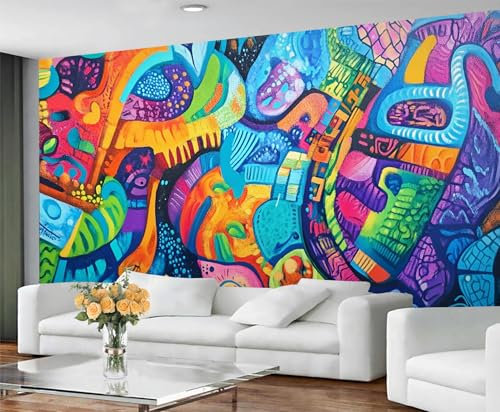 GIVLWF Graffiti Wallpaper, Abstract Graffiti Peel and Stick Wallpaper for Living Room, Street Art Wall Murals for Bedroom, Abstract Painting Large Mural & Boys Room Decor, Wall Paper