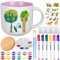 LongZYU Paint Your Own Mug Set, Paint-a-Mug Kit, Pottery Kit Includes Mugs, for Adults Ceramic Painting Includes Mugs, Brushes and Painting Inspiration Guide (Pink)