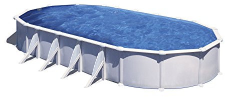 Piscina de Acero Elevada,Ovalada con Aspecto Acero Blanco. Piscinas Desmontables para Jardín 1000 x 550 x 132 cm - Piscina Gre KITPROV10280 Atlantis.