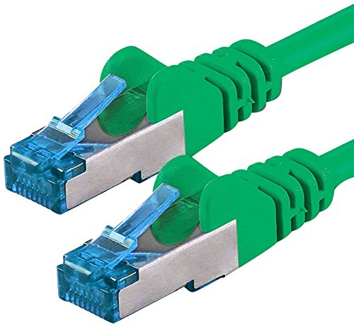 1aTTack.de 5m - verde - 1 pezzo - Rete Cavi Cat6a S-FTP CAT 6a doppia schermatura - certificato GHMT PIMF 500MHz / 7 CU rame non contiene alogeni compatibile con CAT5e CAT6 CAT7 CAT8 10000 Mbit/s