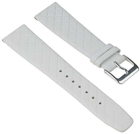 Graf Manufaktur Jazz Uhrenarmband Kalbsleder Band Weiss Rautenmuster 26225S, Stegbreite:9mm