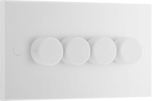 BG Electrical Intelligent Quadruple Wall Dimmer Switch, 2 Way, Square Edge, Nexus 900 Series, White Moulded 200W, 984