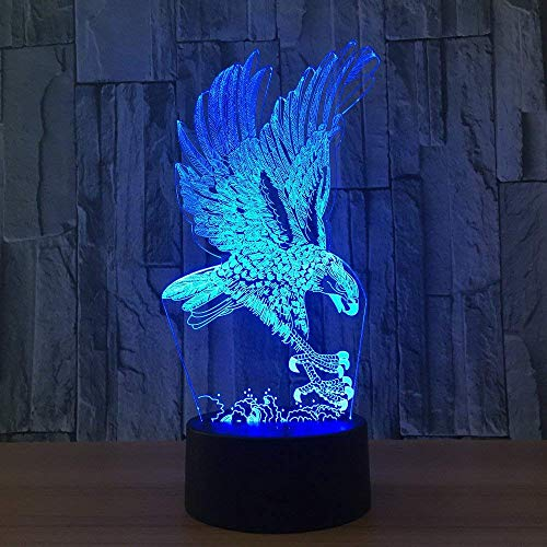 HPBN8 Ltd 3D Adler Illusions LED Lampen Tolle 7 Farbwechsel Acryl berühren Tabelle Schreibtisch-Nacht licht mit USB-Kabel für Kinder Schlafzimmer Geburtstagsgeschenke Geschenk.