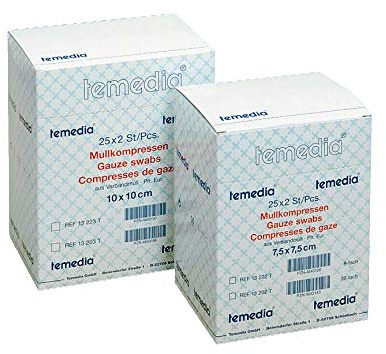 Holthaus Medical Temedia Gauze Compress Gauze Gauze Layer 12 F 17 Thread Sterile 10 x 20 cm 25 x 2 Pieces
