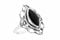 Windalf Mittelalter Ring LÚNA h: 2.2 cm Elfennacht Schwarzer Onyx Hochwertiges Silber (Silber, 58 (18.5))