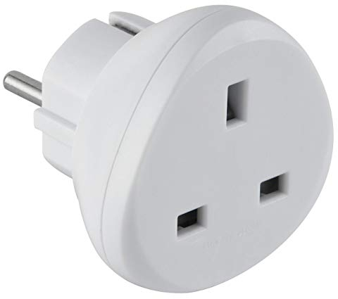 Electraline 70058 Adaptateur de voyage UK vers France/Europe, blanc