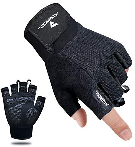 ATERCEL Fitness Handschuhe, Trainingshandschuhe für Crossfit, Bodybuilding, Radsport, Gym, Krafttraining, Sporthandschuhe für Damen und Herren(Schwarz, S)