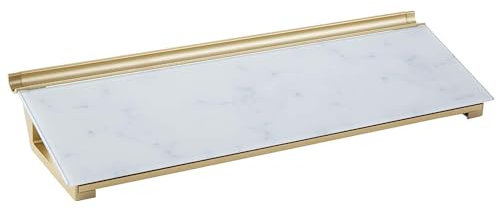 Quartet Glass Dry Erase White Board, Desktop Computer Pad for Notetaking, 18 x 6 Whiteboard, Clean Erase Surface with Storage, 1 Dry Erase Marker, Marble Surface (GDP186M)