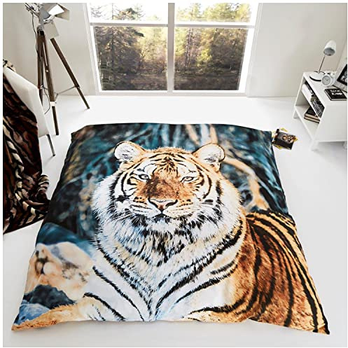GC GAVENO CAVAILIA 3D Animal Print Throws For Sofas Large, Tiger Fur Throw Blanket For Couch Bed Chairs, Cosy Fleece Bed Throws, Fluffy Throw Blanket For Bed, Tiger, 150X200 Cm