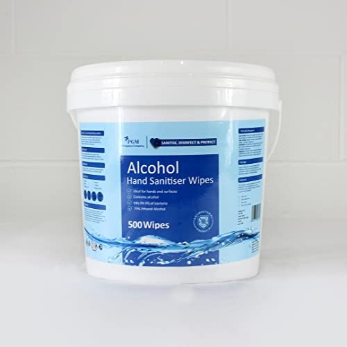 Pegasus Healthcare Hand Sanitiser Cleaning Wipes 75% Alcohol Wipes Tub 500pk - Anti Bacterial Wipes for Home, Office & Gym Equipment