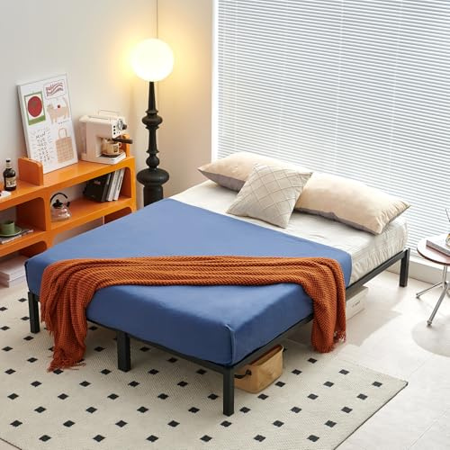 FetiNes 140x200 cm Metallbett Doppelbett Plattform Bett Bettgestelle mit Lattenrost aus Metall, Bettrahmen für Erwachsen Jugendliche Gäste, Schwarz