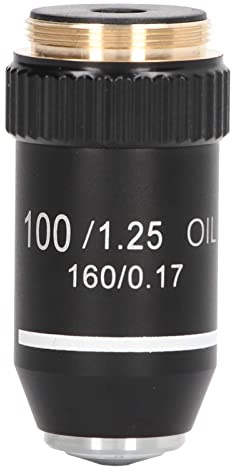 100X Microscope Objective Lens Replacement High Power 20.2mm Interface for Compound Microscopes Brass Chrome Plated