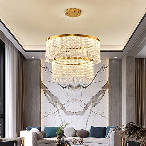 Tonhandisplay LED Pendelleuchte Hängelampe 2022 mit Fernbedienung Lichtfarbe warmweiß bis kaltweiß einstellbar dimmbar gavanisierte Stahl,klare Acrylkette Deckenlampe LED Deckenleuchte (60/80cm)