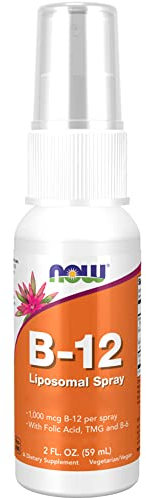 Now Foods, Liposomal B12 Spray, Depot, Vegan, 59ml, Testé en Laboratoire, Végétarien, Sans Gluten, Sans OGM