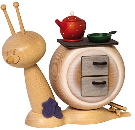 Kuhnert Drechslerei Rauchschnecke/Räucherfigur aus Holz - Sunny Ofenschnecke - Höhe: ca. 15cm - Made in Germany