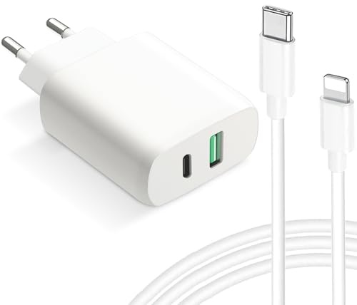 envircell Chargeur USB C, 30W 2 Port Prise USBC Chargeur Rapide | GaN Type C Adaptateur Multi Secteur Chargeur pour iPhone 16 15 14 13 12 11 Pro Max X XS XR 8 7 6S Plus Mini SE etc
