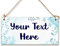 Personalised Hanging Plaque Your Custom Text Blue Watercolour Floral Decorative Wooden Door Wall Sign Home Decor Add Any Message