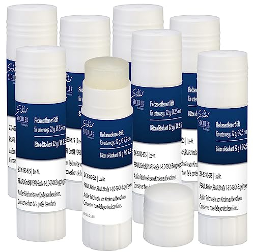 Sichler Haushaltsgeräte Fleckenentfernerstifte: 8er-Set Fleckenentferner-Stifte für unterwegs, je 22 g, Ø 2,5 cm (Fleckentfernerstifte, Fleckenstift-Reiniger, Schmutzradierer)