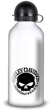 Trinkflasche aus Aluminium – Edelstahl (Thermosflasche 24 Stunden), wiederverwendbar, 330 ml bis 750 ml, Hommage Skull, kompatibel mit Harley Davidson (Sport-Trinkflasche 650 ml, Aluminium)