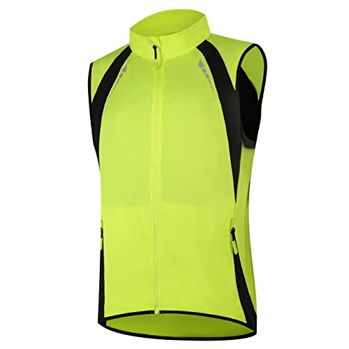 SMTSEC Gilet De Cyclisme Homme Femme Gilet De Course à Pied Réfléchissant Gilet sans Manche Veste Imperméable Coupe-Vent Gilets VTT Respirant Gilet De Vélo De Montagne pour Cyclisme Jogging,Green-4XL