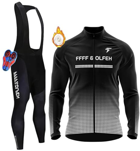 Radtrikot Set,Winter Fahrradbekleidung Herren Fahrrad Jacke + Hose Set Winter Thermo Fahrradbekleidung + 9D Gel für Radfahren MTB Outdoor
