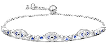 BIZK Evil Eye Armband für Damen 925 Sterling Silber,Armbänder Verstellbar Armkette Muttertag Geburtstags Weihnachten Geschenk für mama