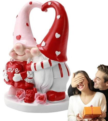 Zqkimzi Valentines Day Figurines, Resin Gnome Figurines, Home Valentine Decorations, Couple Valentine Gnome Decoration Set, Resin Gnome Figurines for Valentine’s Day Home Decor and Table Settings