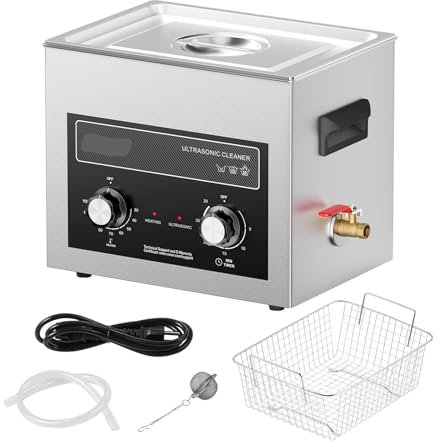 TIEOAXFT Ultrasonic Cleaner with Heater Timer 2/3/6/10/15/30L for Lab Tools Metal Parts Carburetor Brass Auto Parts Engine Parts(3L)