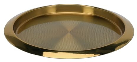 VOSSBACH Edelstahl Tablett ø 35 cm Gold Serviertablett Rund Frühstückstablett Dekotablett Kellnertablett