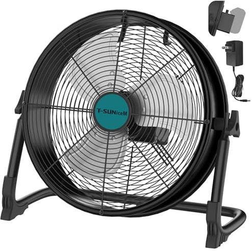 Ventilatore da pavimento a batteria da 40,6 cm per batteria Makita18V, ventilatore portatile con adattatore CA e uscita USB, ventilatore industriale in metallo ad alta velocità, senza fili, per