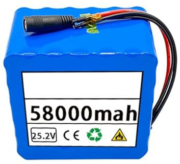 24V E-Bike Elektroroller-Akku 58AH 6S6P Wasserdichter PVC-Akku Integrierte Schutzplatine Auch Geeignet Für E-Bikes Elektrodreiräder Und Elektrorollstühle XT90