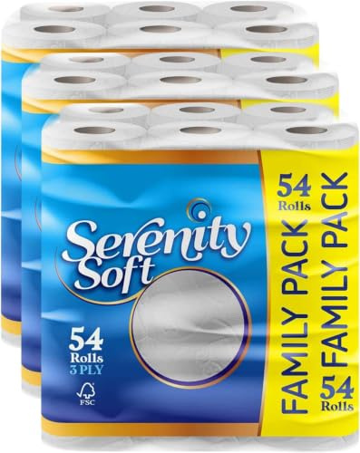 Efforias 54 Rolls of 3-Ply Premium Quilted Toilet Paper | Generous Length per Roll | Luxuriously Soft, Strong & Highly Absorbent Toilet Tissue
