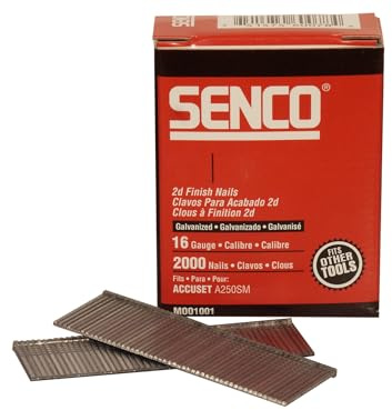 SENCO RX17EAA 1.6×38mm Galvanised Brad Nails – 16 Gauge Smooth Shank - Medium Head - Sharp Chisel Point - Glue‑Collated Carbon Steel - 2000pcs for Furniture - Cabinets - Trim & DIY