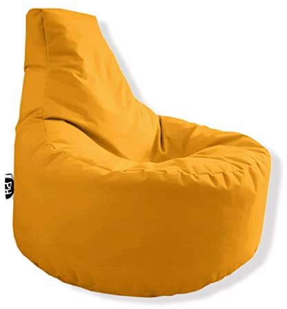 PATCH HOME Gamer Kissen & Lounge Sitzsack – befüllbar mit Reißverschluss, gefüllt mit Styropor, geeignet für In- & Outdoor. Perfekt als Gaming Sessel Sitzkissen (Gelb - Ø 75cm x Höhe 80cm)