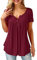 Beluring Women Casual V Neck Short Sleeve Summer Tops Tunic Shirts Claret Size 12 14