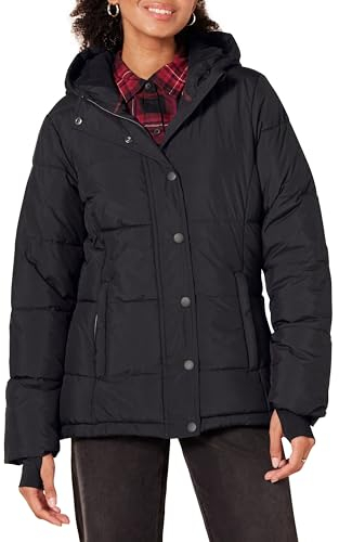 Amazon Essentials Piumino Pesante Trapuntato con Cappuccio A Maniche Lunghe (Disponibile in Taglie Forti) Donna, Nero, S