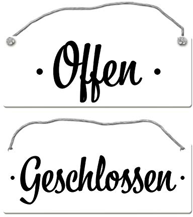 Türe ist offen bzw. geschlossen Wendeschild mit Kordel Geschäft Laden Geöffnet