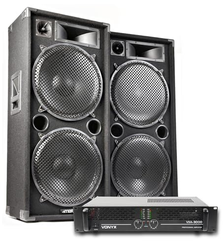 MAX Dark - Altavoz pasivo 15 4000W de 3 vías para DJ móviles color negro | Woofer de 15 pulgadas, 3 vías, 4000W de potencia, para DJ móviles, robusto, caja acústica de construcción sólida