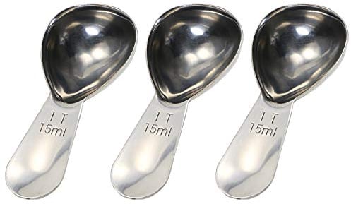 Tupalizy 3PCS Stainless Steel Coffee Scoop for Ground Coffee Beans Short Handle 1 Tablespoon Measuring Spoon for Loose Tea Sugar Canisters Peanut Butter Oil Baking Salad Dressing Kitchen Tools, 15ML