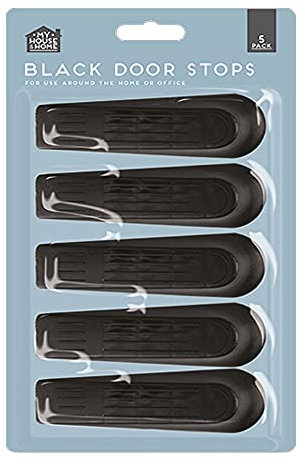 Zale Yardley Door Stopper, Plastic Made, Black Outdoor Jammer, Door Stop Wedges, 2cm Height (Set of 5)