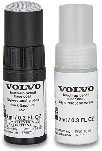 Volvo Original 452 Black Sapphire Metallic Lackstift Set - 9ml Basislack, 9ml Klarlack - Lackreparatur Set Ausbesserungslack schwarz 31266519