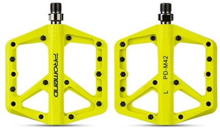 MotuTech Fahrradpedale für Mountainbike, aus Nylon, rutschfest, BMX, Spinning, vergrößerte Oberfläche, Achsen aus Chrom-Molybdän-Stahl, Gelb
