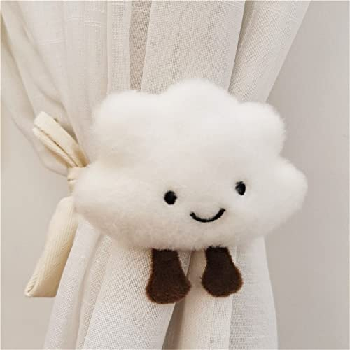 Herfair 2 Stück Vorhang Raffhalter, Vorhang-Clips, Cartoon Wolken Vorhanghalter, Gardinen Haken Ringe Wolken für Kinderzimmer Dekoration (Weiß)