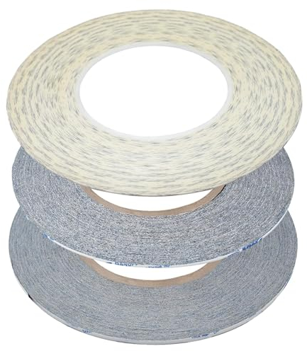RTRTGS 3 Pezzi (1mm/2mm/3mm) Nastro biadesivo,Biadesivo sottile,Adesivo biadesivo extra forte,Nastro bi-adesivo forte,per riparazioneSmartphone,Tablet,strisce luminose a LED,1 rotolo da 50 metri
