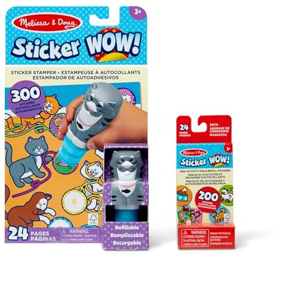 Melissa & Doug Sticker Wow!™ Katzen-Paket: 24-seitiger Aktivitätenblock, Aufkleberstempel, Mini-Aktivitätenblock, 500 Aufkleber, Kunst und Bastelspielzeug, Sammelfigur