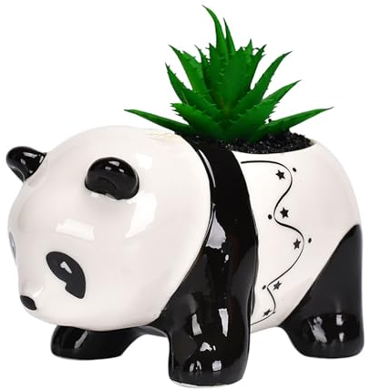 Half Forest Maceta De Cerámica Panda Maceta para Plantas Suculentas Creativo, Dibujos Animados, Divertido, Forma De Panda, Maceta Suculenta para Uso Interior Y Exterior, Hogar, Oficina