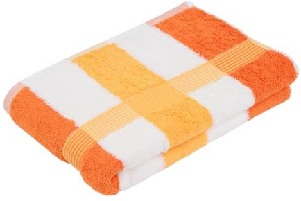 liebling Duschtuch, 100% hochwertige Baumwolle, Serie Miami, 70 x 140 cm, waschbar & trocknergeeignet, Farbe: orange/weiß/gelb