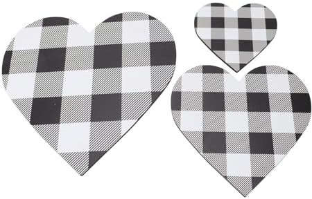 Herzförmiges Holzschild, Kariertes Rustikales Buchsbaum-Wanddekor-Hängeschild für Küche, Schlafzimmer, Badezimmer